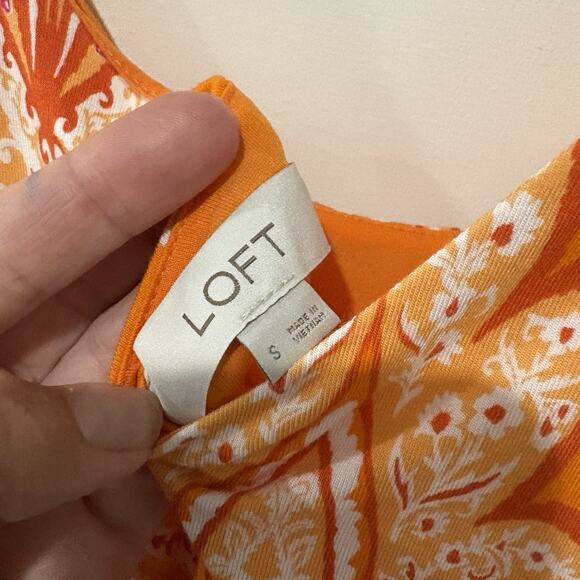 Ann Taylor LOFT | Maxi Dress Orange Belted Paisley Sleeveless- Size Small - Picture 6 of 8